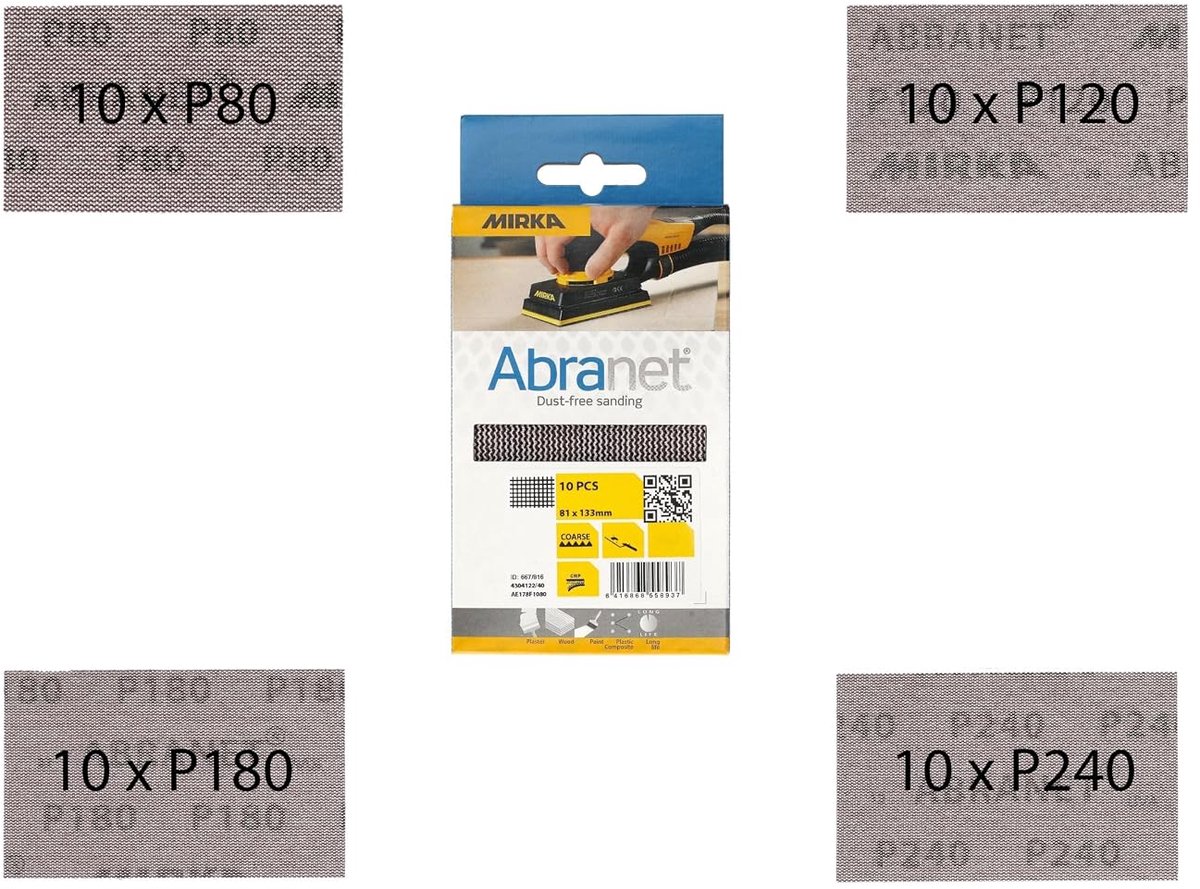 Mirka Abranet schuurstroken 81×133 mm mixpakket 40 stuks