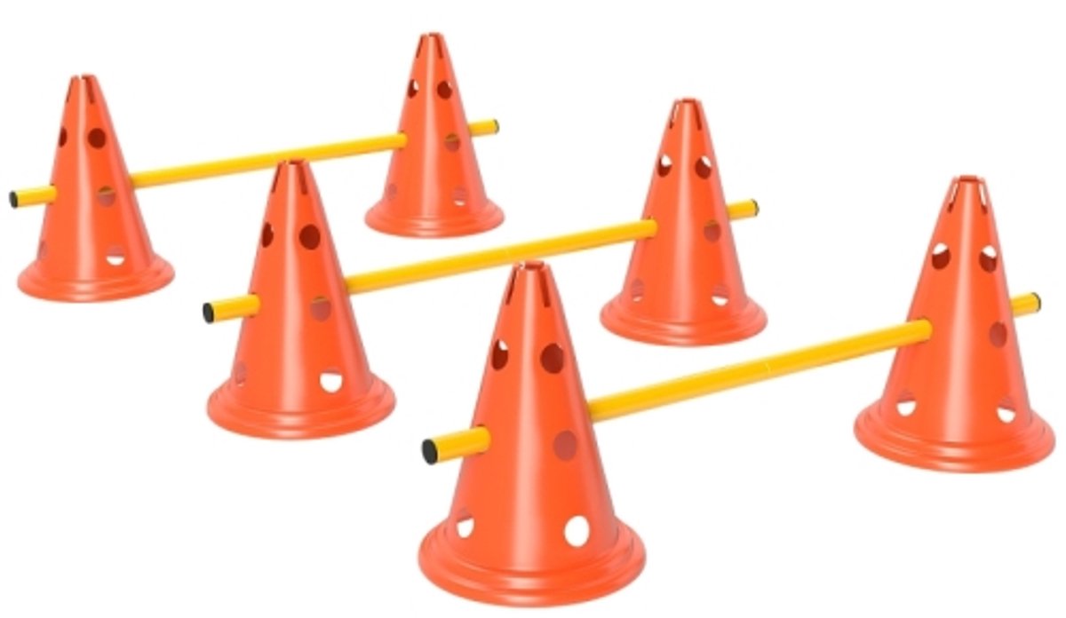 Behendigheidsset voor honden: 3-delige behendigheidsset voor hondentraining, bestaande uit een set van 6 kegels, 3 hindernissen en een draagtas.