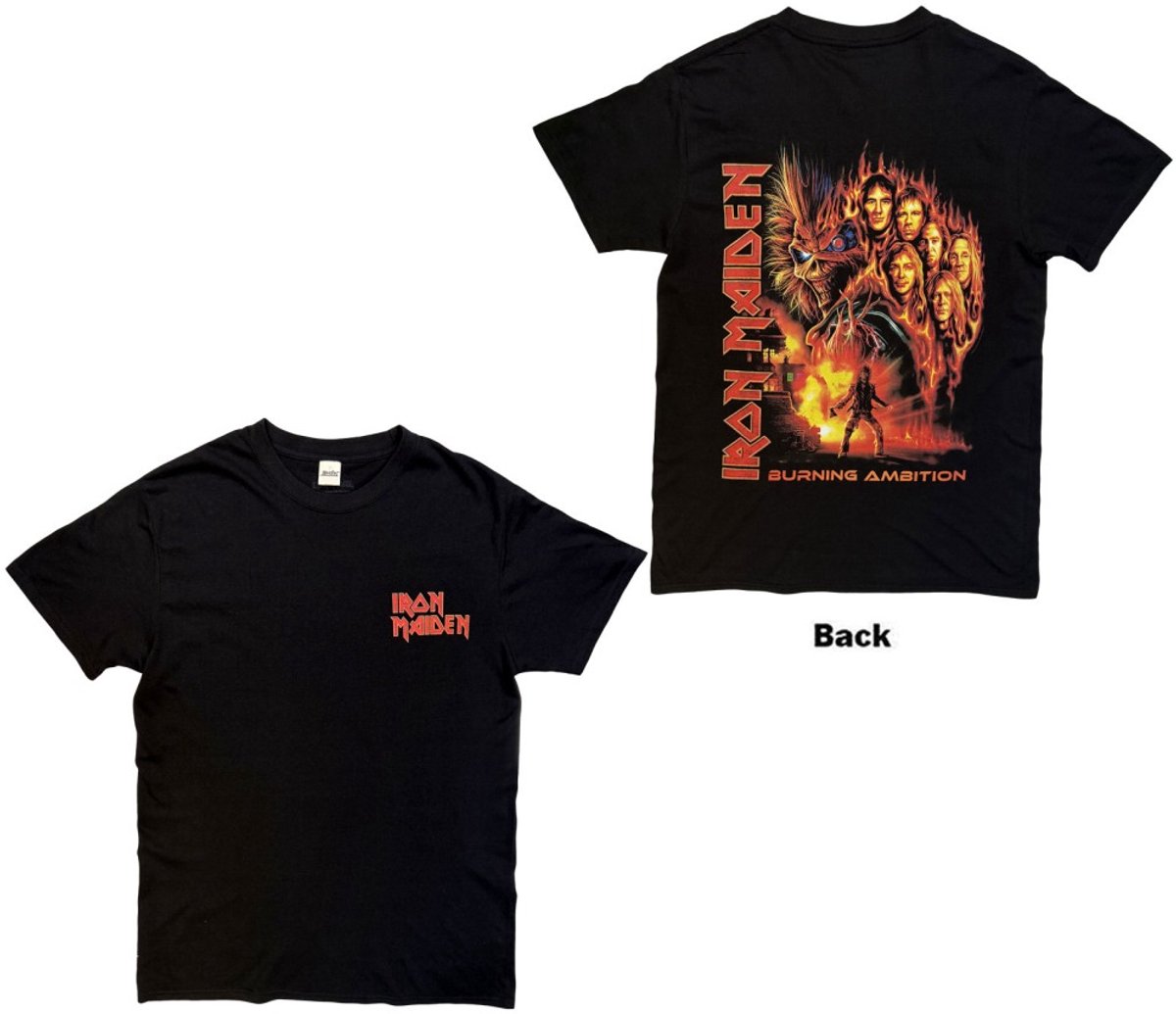 Iron Maiden - Burning Ambition Pocket Logo Heren Tshirt - M - Zwart
