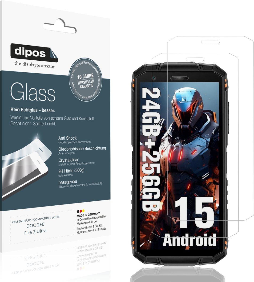 dipos – 2x Pantserfolie geschikt voor DOOGEE Fire 3 Ultra | 9H Screenprotector