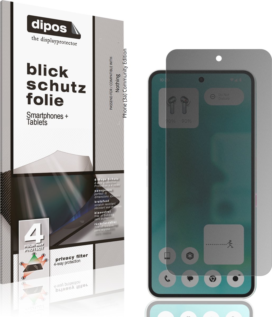 dipos – Matte Privacy Screenprotector geschikt voor Nothing Phone (3a) Community Edition | Anti-Spy Beschermfolie