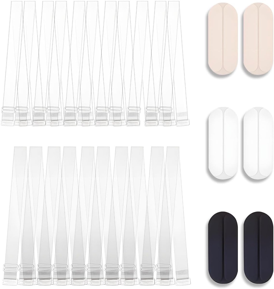 10 Pairs Onzichtbare Transparante Bh-Harnas met 3 Paar Siliconen Kussens, Verstelbare en Antislip Bh-Schouderbanden voor Vrouwen en Meisjes
