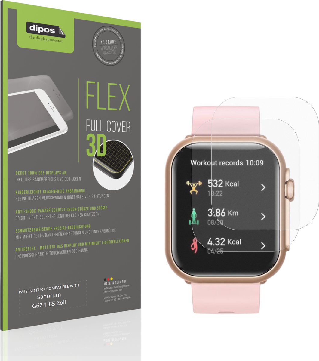 dipos FLEX – 2x Matte Screenprotector geschikt voor Sanorum G62 1.85 Zoll | Volledige Schermbescherming | Case-Friendly