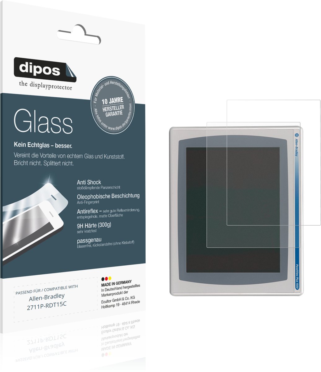 dipos – 2x Matte Pantserfolie geschikt voor Allen-Bradley 2711P-RDT15C | 9H Screenprotector
