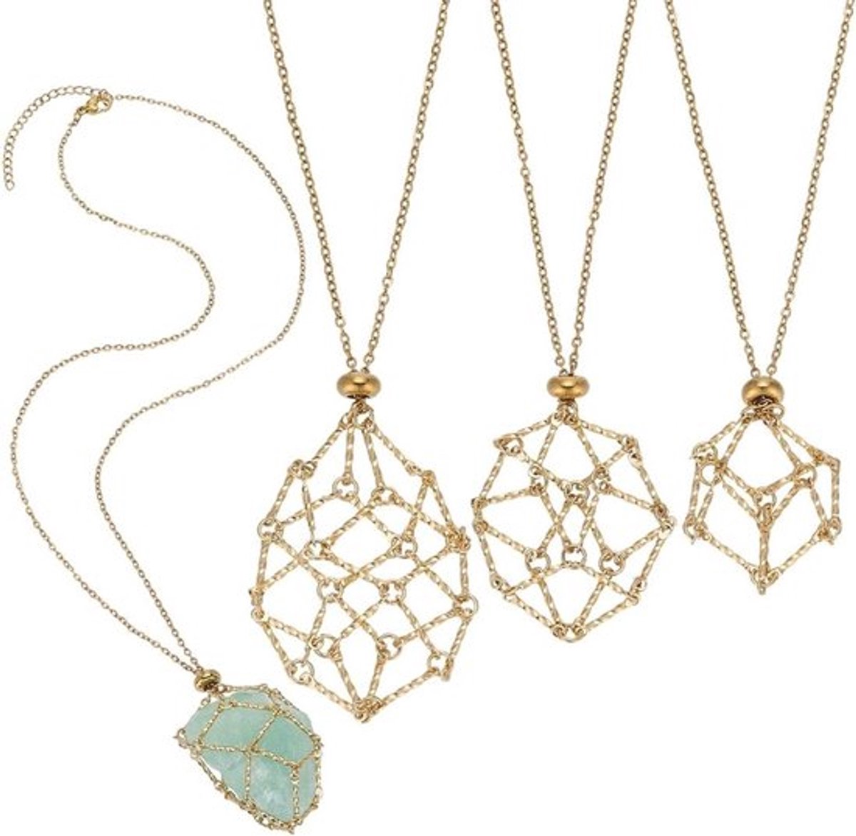 3-delige Verstelbare Ketting met Metalen Crystal Houder - RVS Interchangeable Crystal Houder voor Sieraden Maken en DIY Kettingen voor Dames en Heren