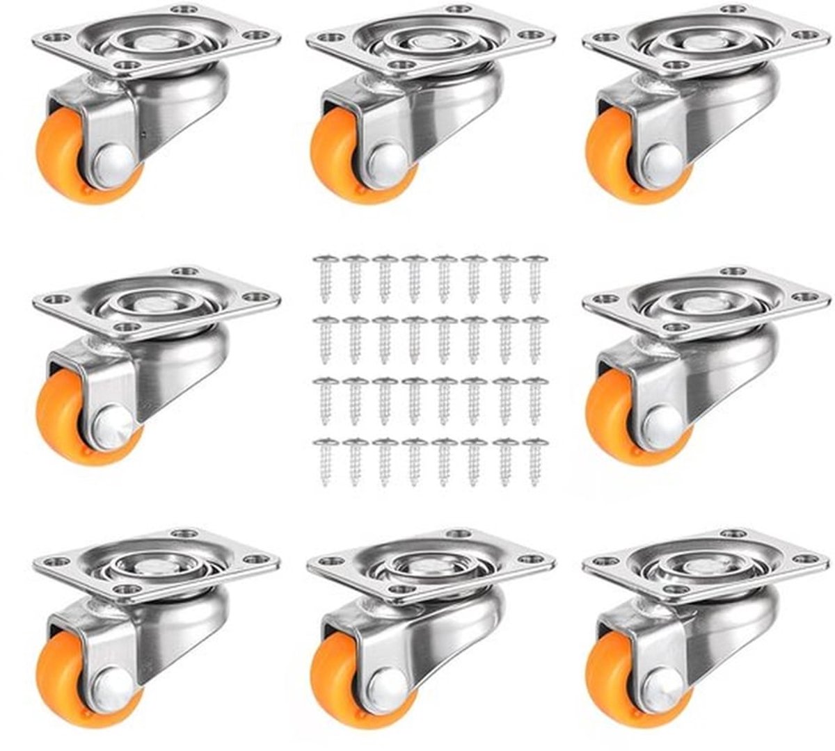 8 Stuks Kleine Meubelwielen - Zwenkwielen 360 Graden - Mini-Wielen Draaibaar voor Meubels en Opbergdozen