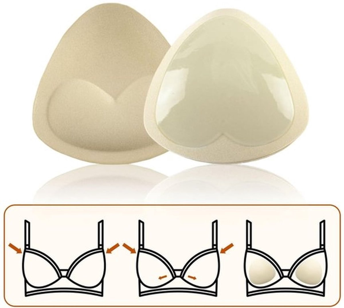 Beha-pads 2 Paar - Zelfklevende/Inzetstukken - Driehoekige/Borstversterker - Zwart/Beige - Ideaal voor Badkleding/Lingerie - Borstversterkers