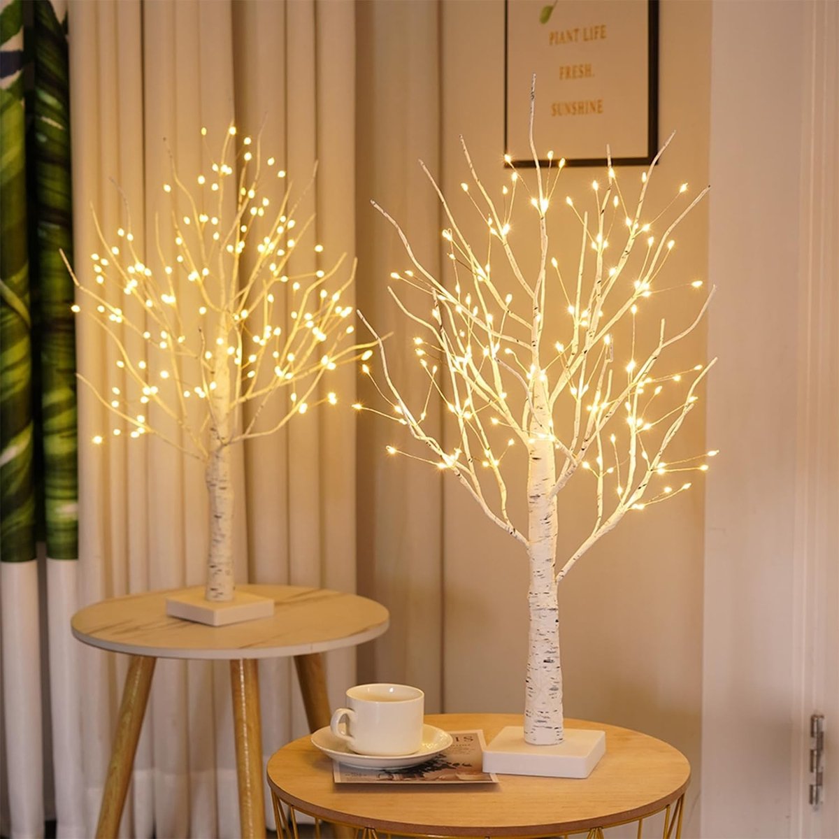 LED Berkenboom met LED-verlichting - Wit - Kunstmatige Boomlamp met Timer - Doe-het-zelf Decoratie voor Thuis en Slaapkamer