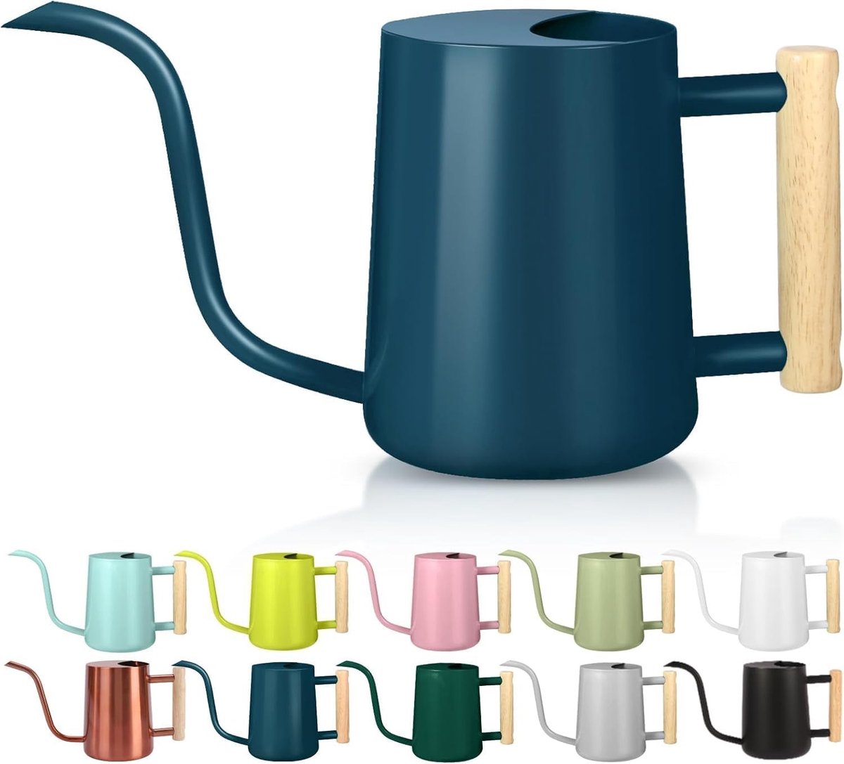 Gieter voor Kamerplanten - Donkerblauw - 1 Liter - Roestvrij Staal met Lange Uitloop - Voor Binnen en Buiten