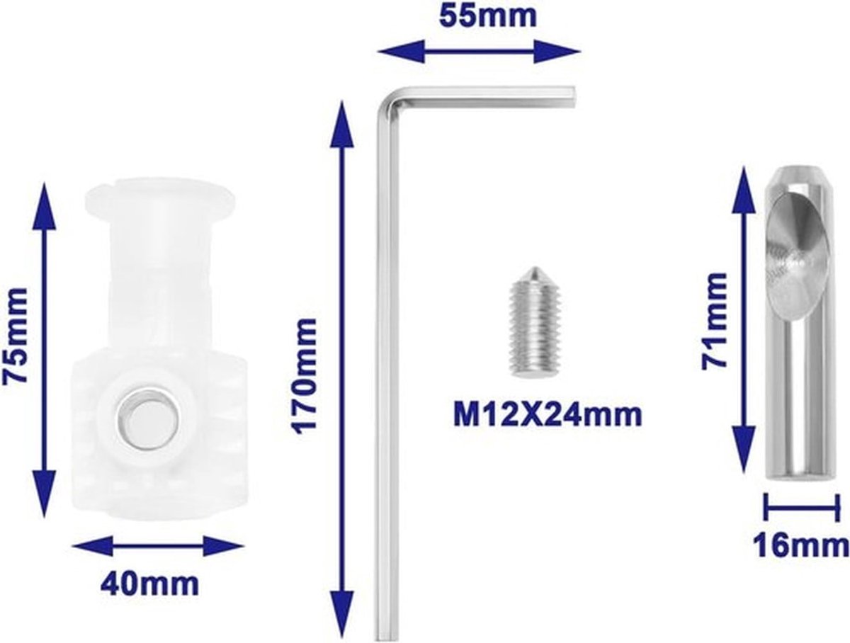 - Toiletbril montage fittingen - RVS-schroeven - Bevestiging scharnieren - Toiletaccessoires - Muurhangtoilet - Toiletdeksels - Vervanging - Geschikt voor elk model - 1 set stevige toiletdeksel montage-accessoires