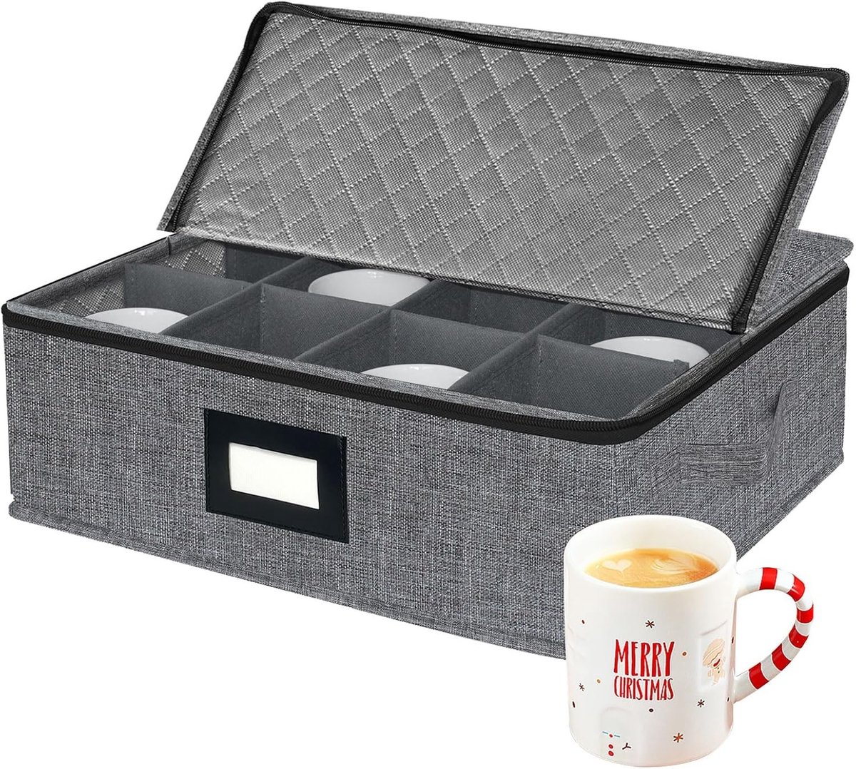 Koffiekopjeshouder - Donkergrijs - 44 x 18 x 5,4 cm - Polyester en Karton - Voor Koffie, Keuken en Badkamer