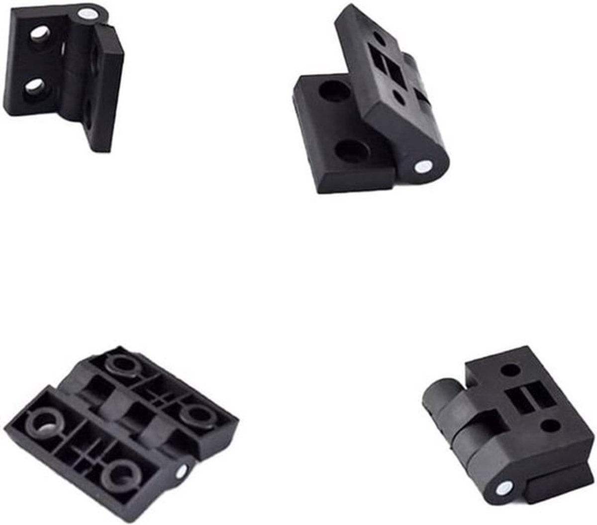 4 stuks deurenscharnieren, zwarte kunststof vouwbare lade-scharnieren voor kast, kastdeur en verdeeldozen (40 x 40 mm)