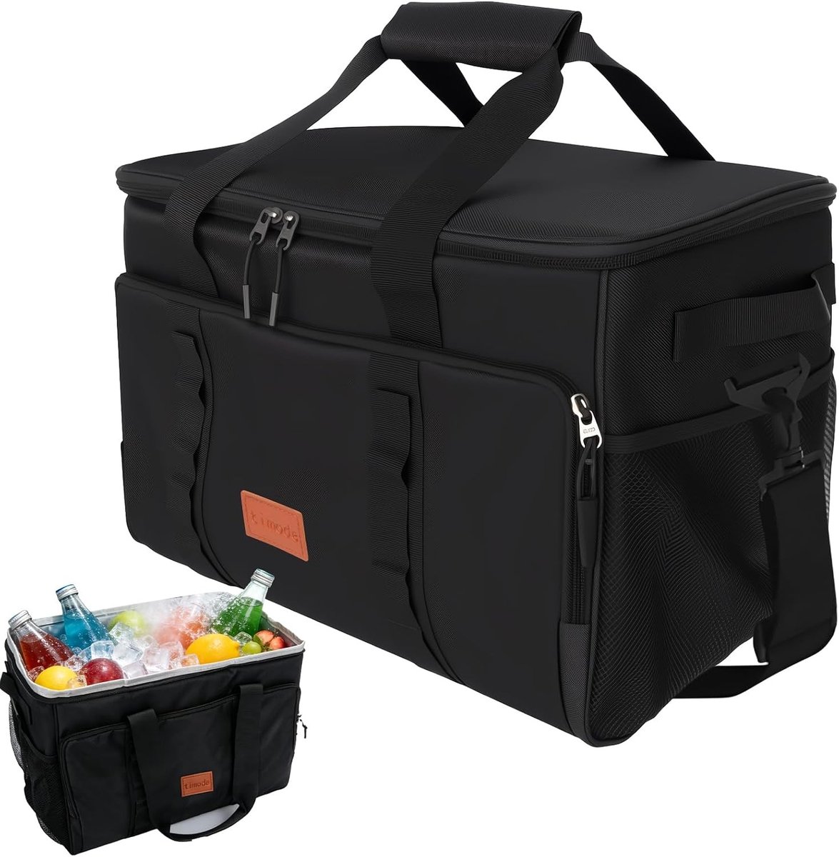 Koeltas - Zwart - 31 x 28 x 40 cm - Opvouwbare Isoleertas met 33 Liter Capaciteit - Voor Kamperen, Picknick en Strand