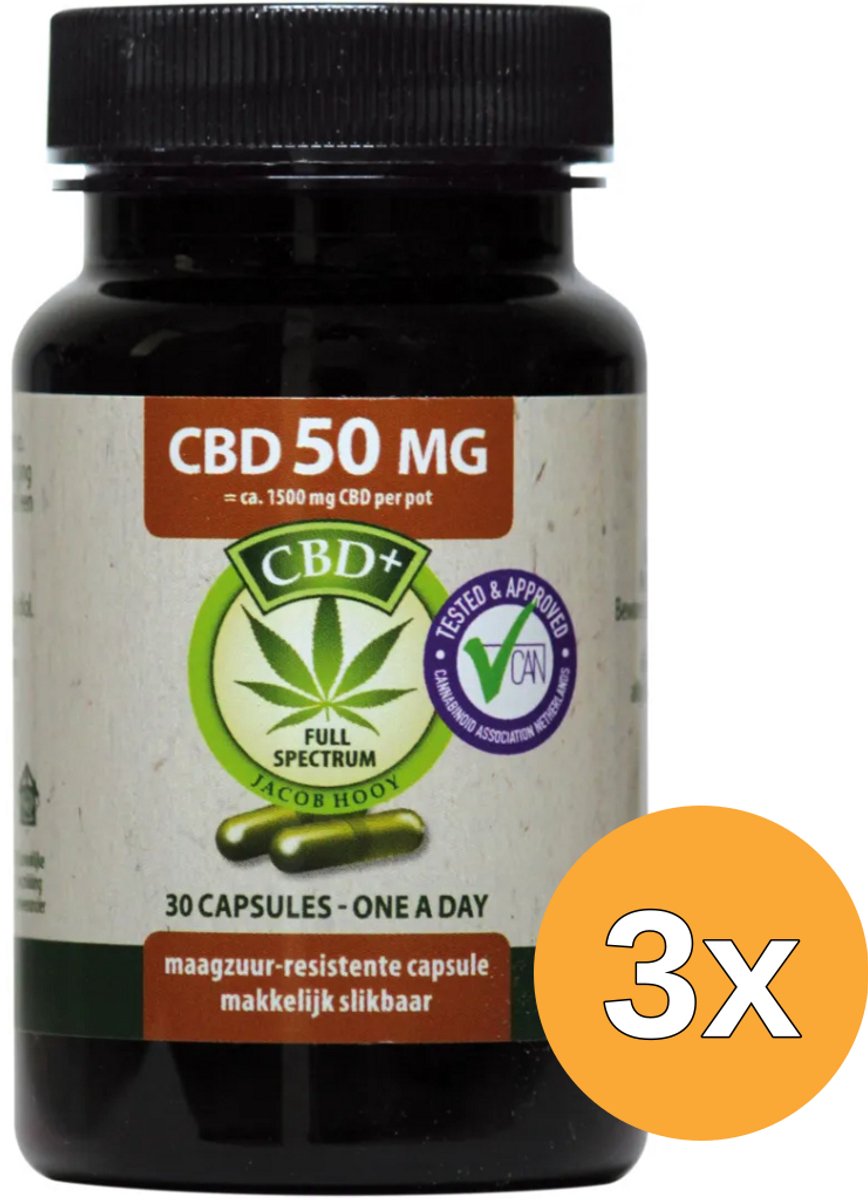 3x Jacob Hooy CBD 50Mg (30 stuks)