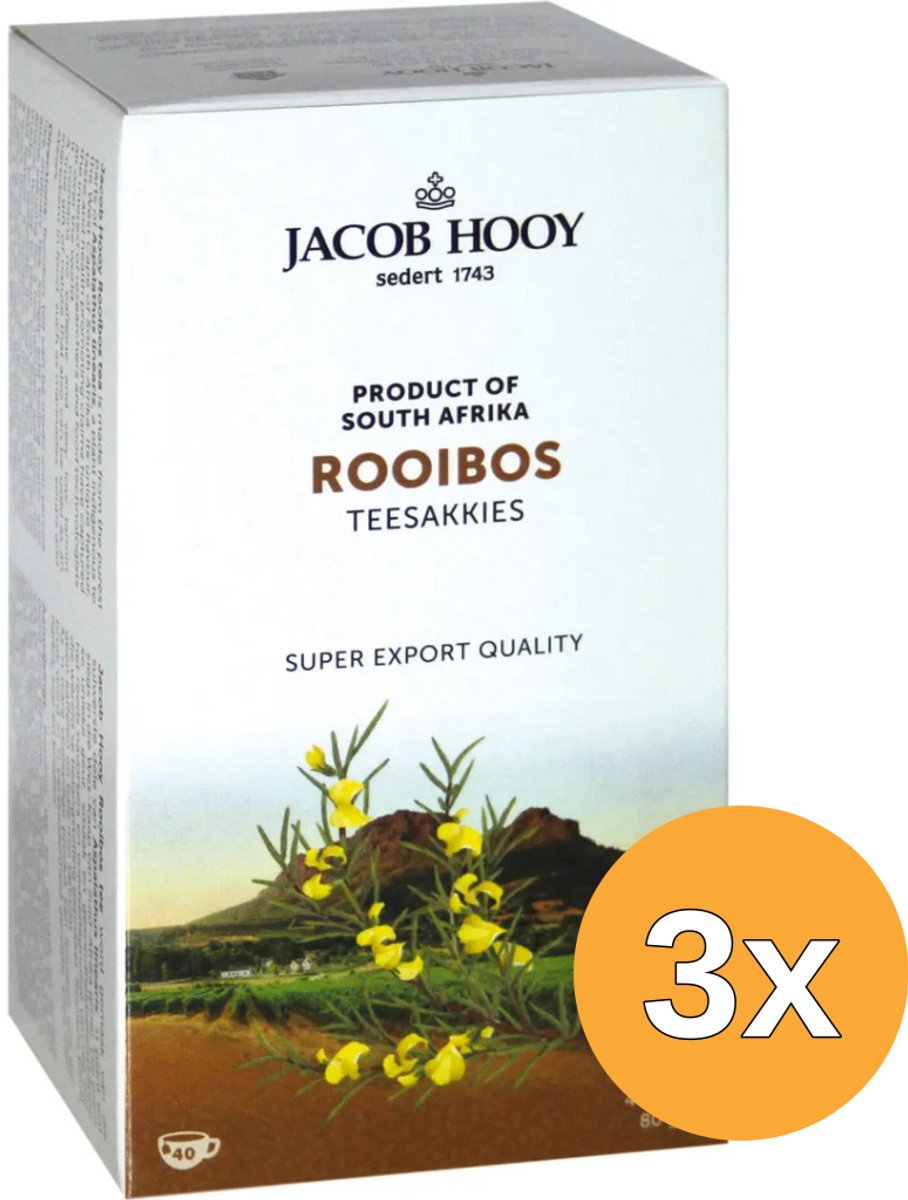 3x Jacob Hooy Rooibosthee Sakkies (40 stuks)