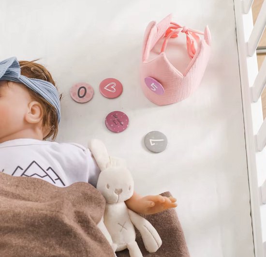 Roze Verjaardagskroon Kind – Stoffen Kroon met Cijfers 0 t/m 9 – Herbruikbare Birthday Crown voor Meisjes – Inclusief Verjaardagsbadges — afbeelding 2