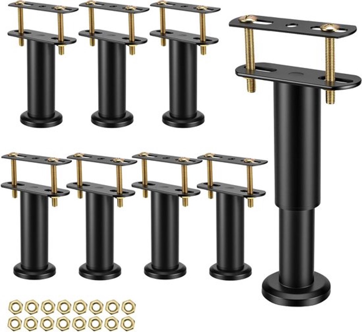 Verstelbare bedondersteuningspoten van metaal, 12-18 cm, 8 stuks, voor meubels, sofa's en bedden met bevestigingsmateriaal