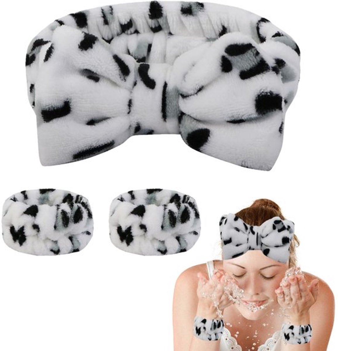 Hoofdband 3-pack - Strik Hoofdband - Make-up Hoofdband - Elastische Hoofdband - Zacht Polyester - Comfortabel en Herbruikbaar - Haarband