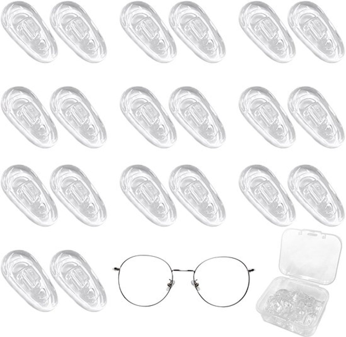 Neuspads Siliconen - Antislip Neuspads - Zelfklevende Neuspads - Bril Pads - 10 Paar - Comfortabele Pasvorm - Brilneuspads