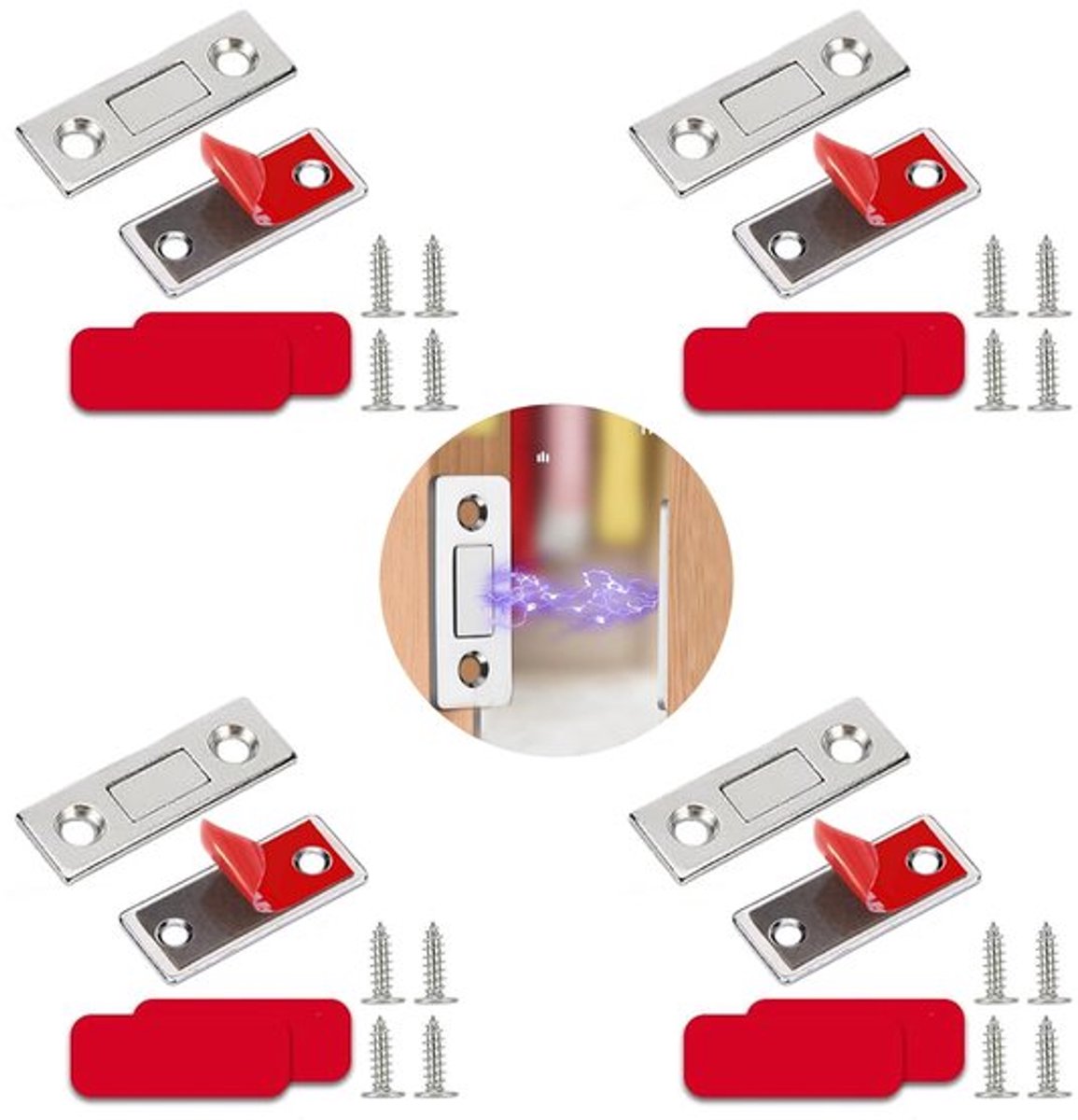 Deurmagneet Sterke Magneetkracht - Magneetsnapper - Deurmagneet Sterk - Magnetische Deursluiter - Koudgewalst Staal - 4 Stuks - Magnetische Sluiter