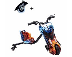 Stepgo Drift trike elektrisch - elektrische driewieler - met extra wieltje - skelter elektrisch - vlammen fire - elektrisch kinder voertuig
