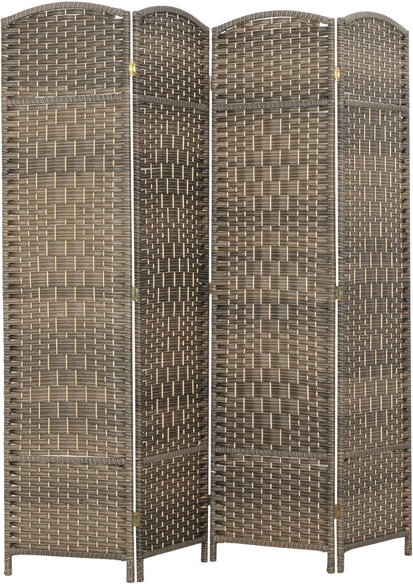 HOMCOM Roomdivider-Polypropyleen, Grenenhout-180L x 1,7B x 180H cm-Bruin