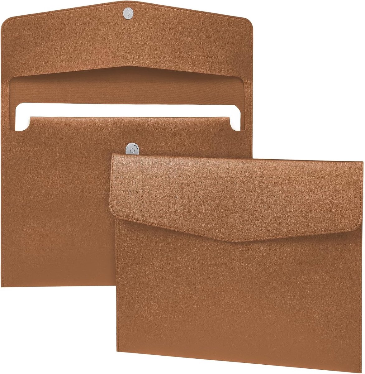 Documententas A4 van PU leer met handvat, 2 stuks waterdichte organizer voor documenten, papier en tablet met extra vakken, bruin