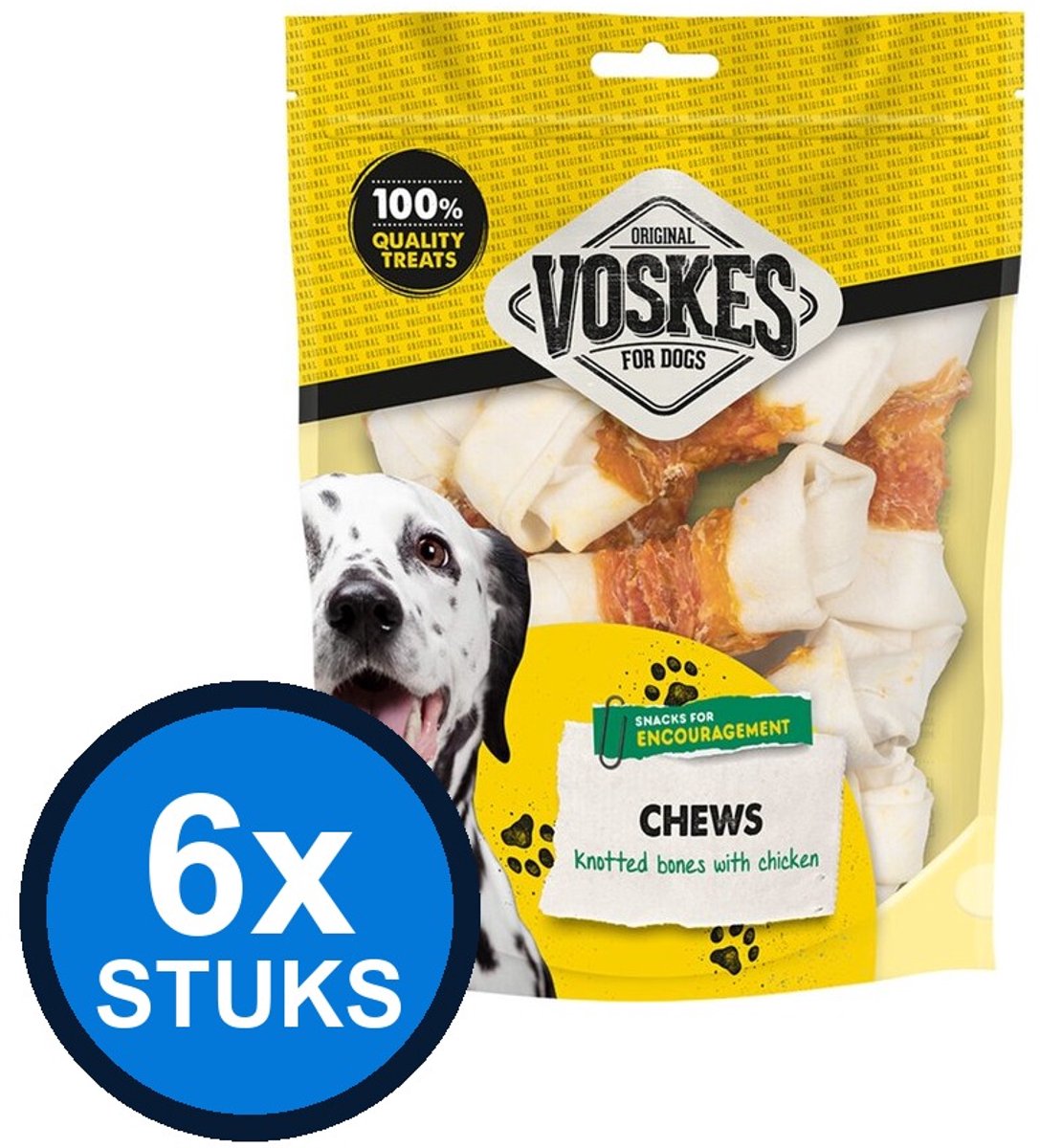 6x Voskes Blanke Kauwkluiven Mix met Kip - Hondensnack