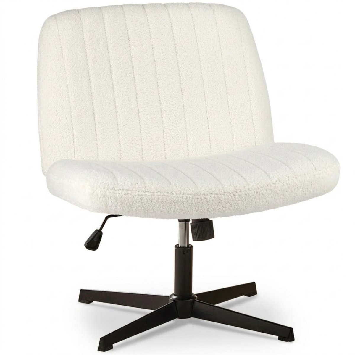 NordHaus Bureaustoel - Draaibare stoel - Armloze bureaustoel - Brede zitting - Teddy velvet Beige, 360° draaibaar