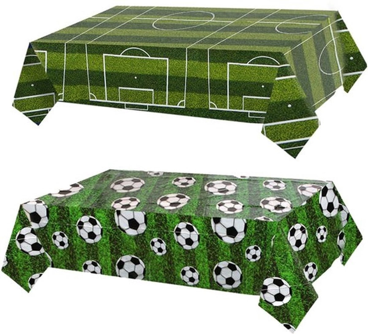 Voetbaltafelkleed 2 stuks - 137 x 274 cm - Voetbalfeest - Tafellaken - Verjaardagsdecoratie - PE Materiaal - Voetbalprint - Tafelkleed