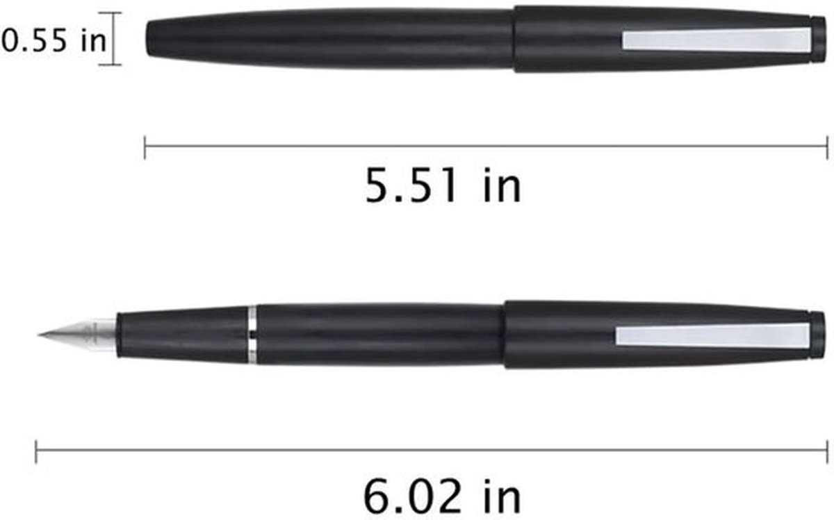 Jinhao 80 Black Fiber Brushed Vulpen, Iridium Fijne Penpunt met Converter en Kleine Pen Bag Set (Zilveren Klem)