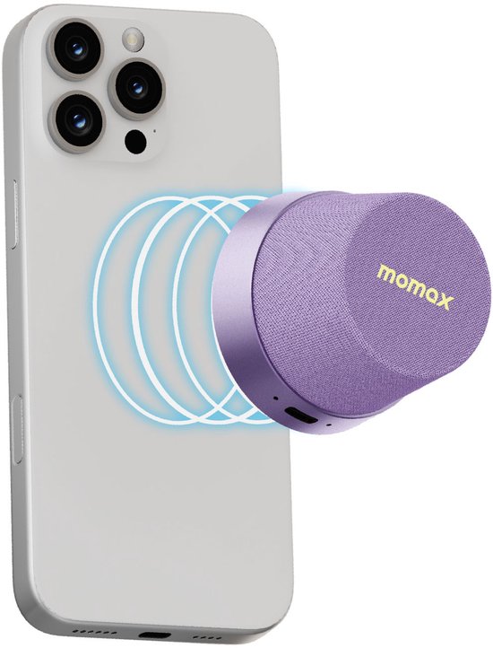 MOMAX 1-Vibe Go Magnetische Bluetooth Speaker - Draagbaar, TWS, IPX6 en 12 uur Accuduur - Paars van Momax — afbeelding 4