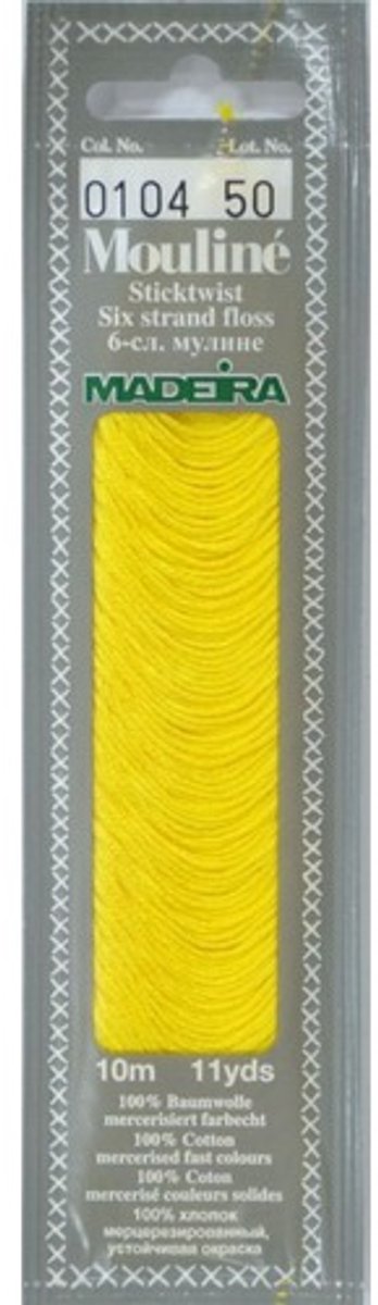 Borduurgaren Madeira Mouline 10 meter 6 draads splijtgaren - geel (104
