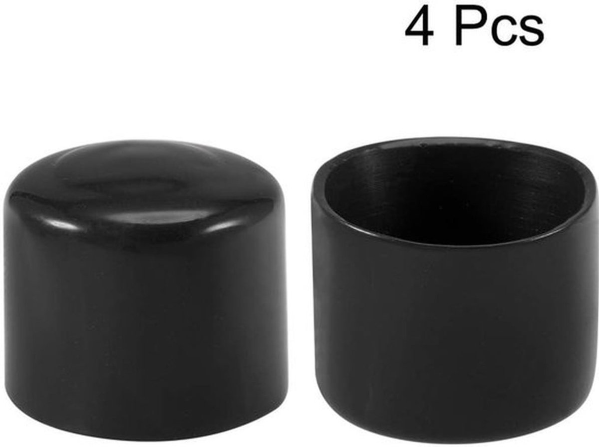 Eindkap 60 mm ID - 4 Stuks - Zachte Rubber - Flexibele Schroefdoppen - Draadbeschermers - Zwarte Vinyl - Hoogwaardig PVC - Draadkap
