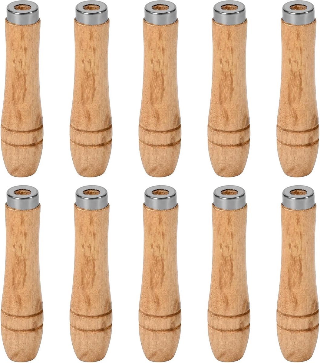 10 Stuks Houten Vijl Handvatten, Duurzame Vijl Handgrepen met Veiligheidsringen, Ideaal voor Houtbewerking en Vijlwerkzaamheden