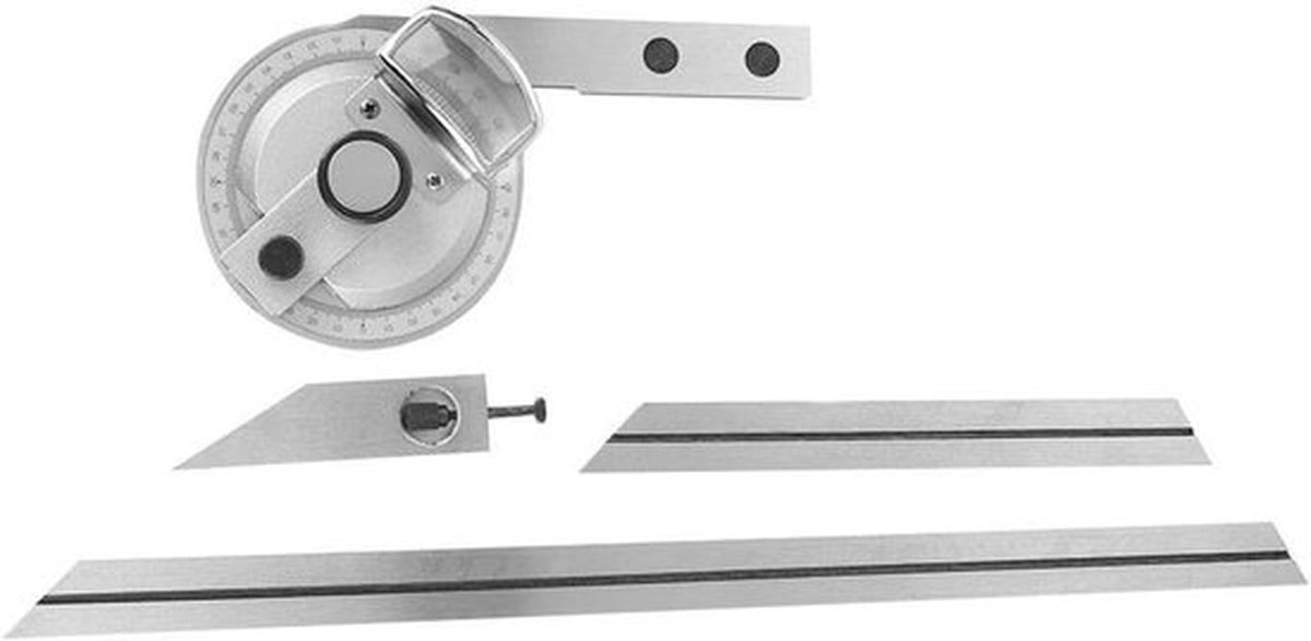 Hoogwaardige 360° Carbon Stalen Hoekmeter met Vergroter voor Nauwkeurige Metingen van Interne en Externe Hoeken in Machining en Constructie