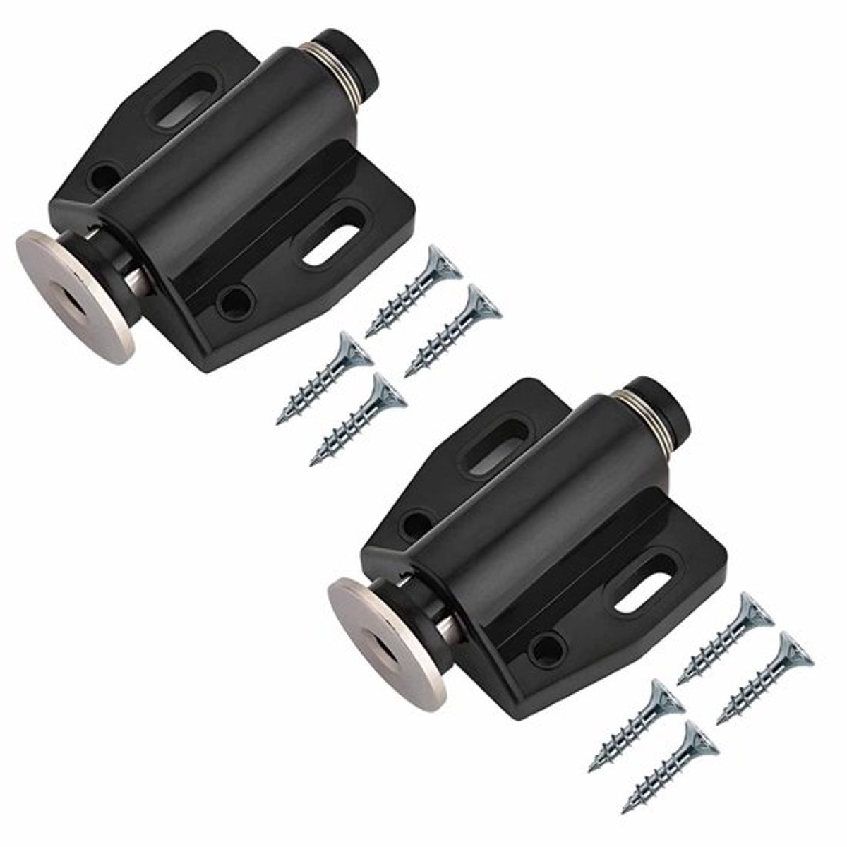 Deurvanger Zwart - Magnetische Drukontgrendeling - Duurzaam Kunststof - Eenvoudig te Installeren - Pack van 4 - Weerbestendig - Deurstopper