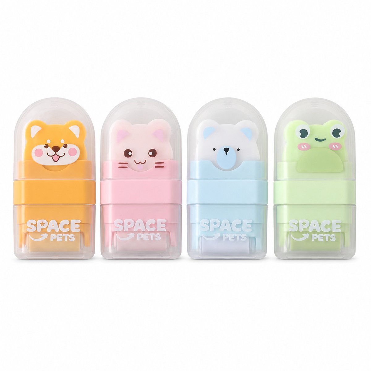 Tolvia Dierengummen met Roller - Set van 4 Schattige Cartoon Gummen - Uitrolbare Gum voor Kinderen - School- & Tekenbenodigdheden - Multikleur