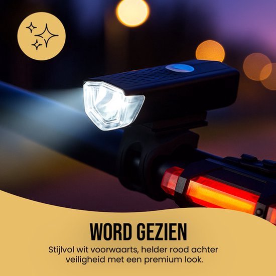 Innovaland Fietslampjes LED Set Wit en Rood V2 - 2 Stuks - Oplaadbaar - Micro USB - Fietslampje - Voorlicht en Achterlicht Fiets - Fietsverlichting — afbeelding 2