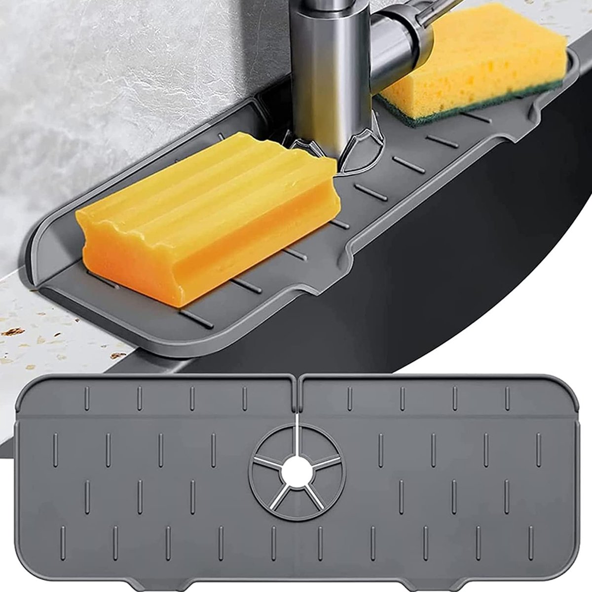 Siliconen Spatbescherming Voor Keuken - Waterabsorberende Pad Bij De Kraan - Afvoer Mat Voor Gootsteen - Beschermende Onderlegger Tegen Waterspatten