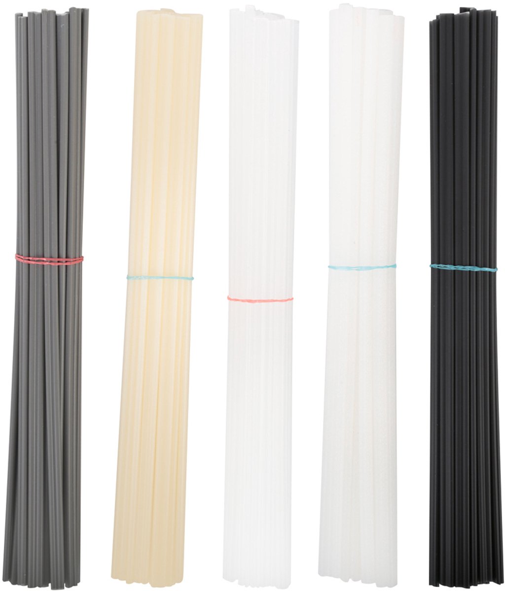 100 kunststof laselektroden - 200 mm dubbele schroefdraad - Geschikt voor ABS, PVC, PE en PP - Voor het lassen en repareren van kunststof