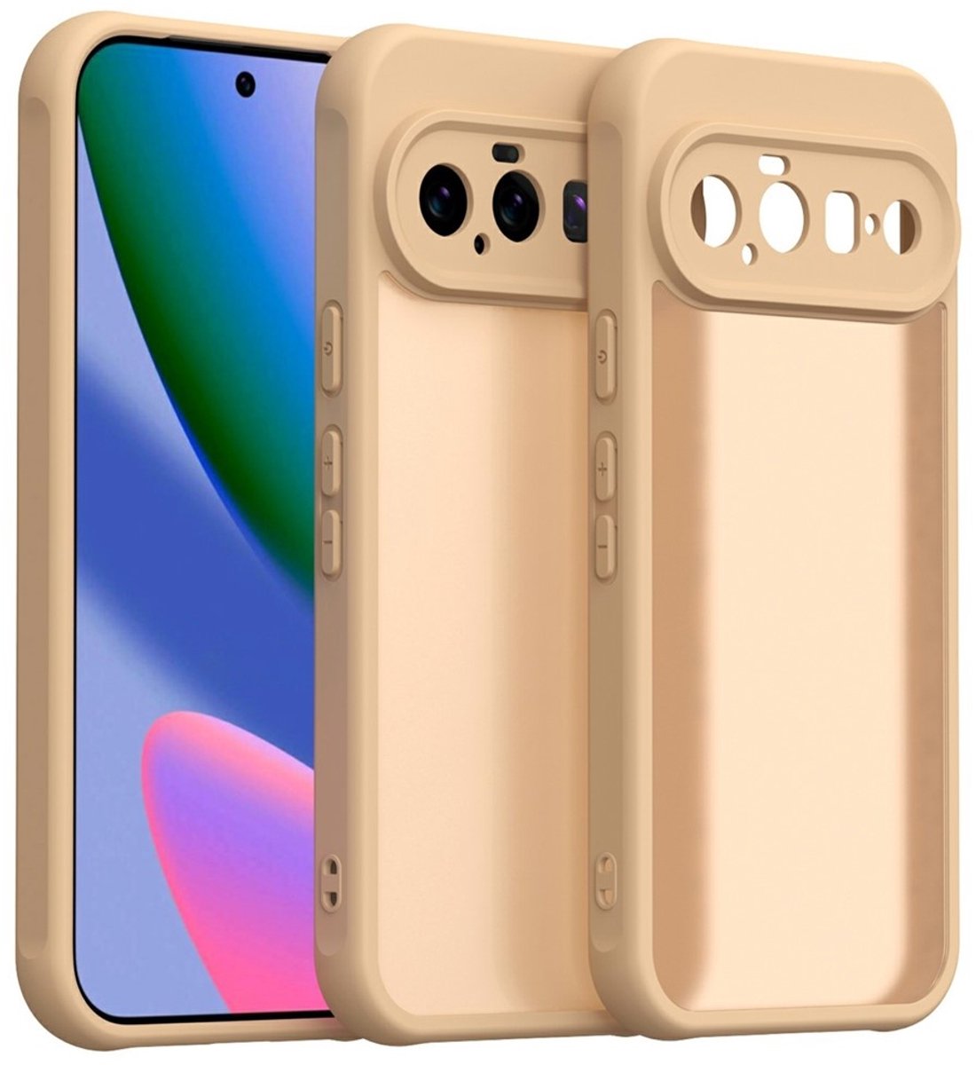 Coverup Hoesje - Geschikt voor Google Pixel 11 Hoesje - Coverup Mat Transparante Back Cover met Camera Cover - Beige