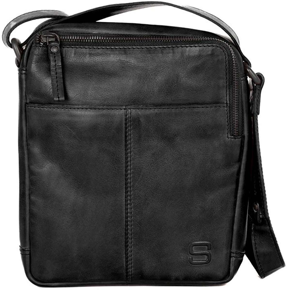 Leren Crossbodytas - Moses - Zwart