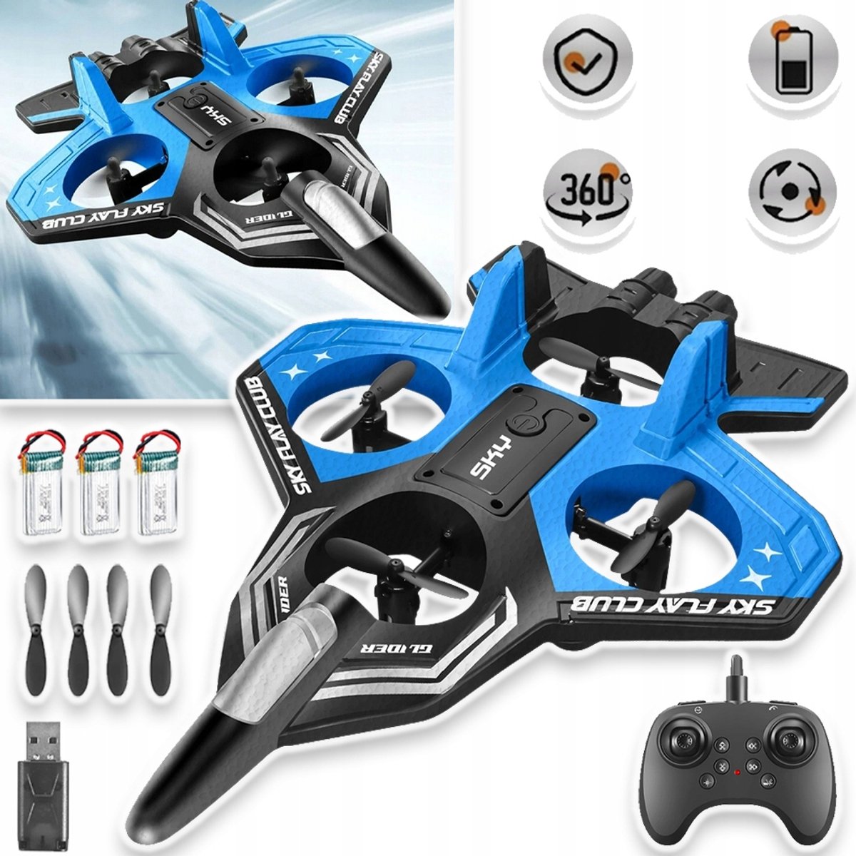 Op Afstand Bestuurbare Vliegtuig Met 360° Draai En Headless-Modus - 4 Turbofanmotoren USB-Oplaadbaar 18 Minuten Totale Vliegtijd - Perfect Cadeau Voor Kinderen Voor De Start Van Het Schooljaar