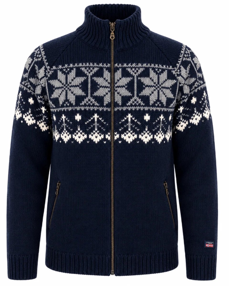 Noors gebreid vest met rits – Norfinde - 100% wol - Donkerblauw