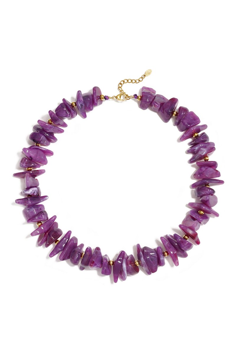 Acryl Kralenketting met Onregelmatige Vorm – Simple Series - Paars