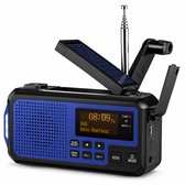 NovaWare® DAB+ Noodradio Solar Opwindbaar - Powerbank Zonneenergie met 5000mAh - DAB+/FM - Noodpakket - Bluetooth Speaker & Digitale Wekker - Draagbare Radio – Oplaadbaar & Op Batterijen - Blauw