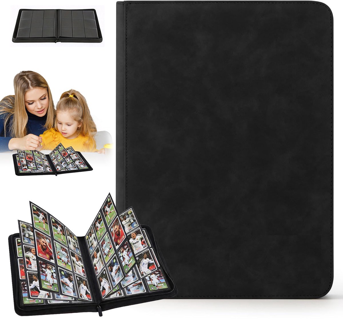 Verzamelmap Voor Kaarten - Kaartalbum met 540 vakken - Binder Map Voor Kaarten - Verzamelalbum Voor Ruilkaarten - Draagbare Organizer - met Ritssluiting - PU Leer Hoes - 9 Pocket - Voor TCG Magic en Voetbal