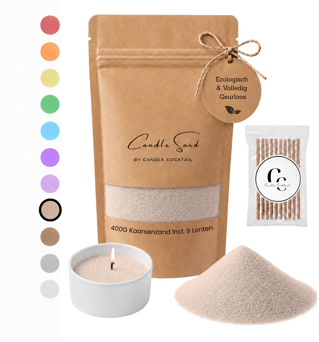 Candle Cocktail Kaarsenzand | Candle Cocktail | Blushy Beige | 400g Incl. 8 Lonten | Candle Sand | Kaarsparels | Zandkaarsen