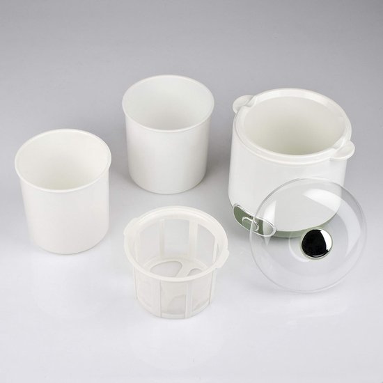 KIRA® Yoghurtmaker - Voor Gezonde Homemade Yoghurt - Compacte Keukenmachine - Wit/Grijs - 19cm x 17cm x 22cm — afbeelding 2